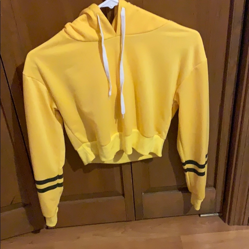 yellow and black cropped hoodie